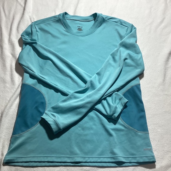Hind Tops - Hind Womens Long Sleeve Athletic Running Top Turquoise Blue Size Large
